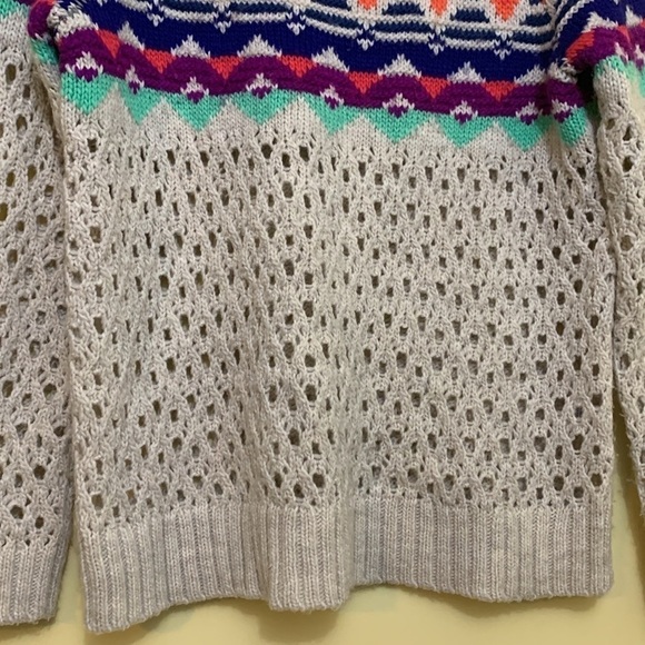 American Eagle Tribal Fair Isle Solid / Ooen Knit Boatneck Multicolor Sweater XL - Picture 4 of 17